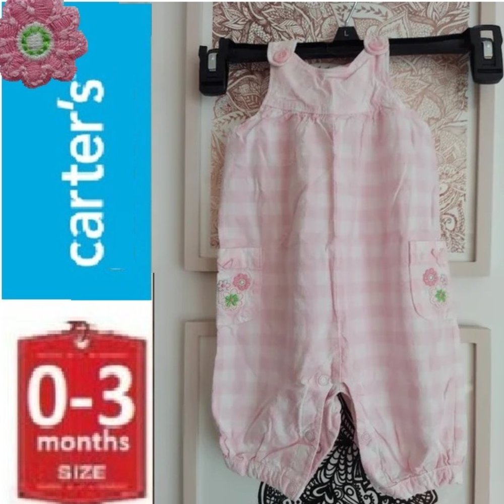 🎁 10/$25- Pink plaid jumper romper, 0-3 months, Carter's